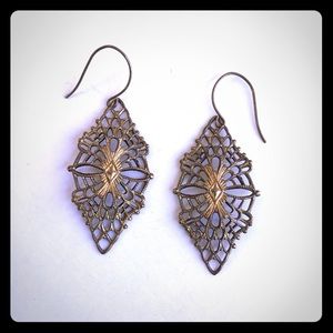 Lace design brass colored earrings
